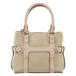 Salvatore Ferragamo Suede Vara Handbag Beige